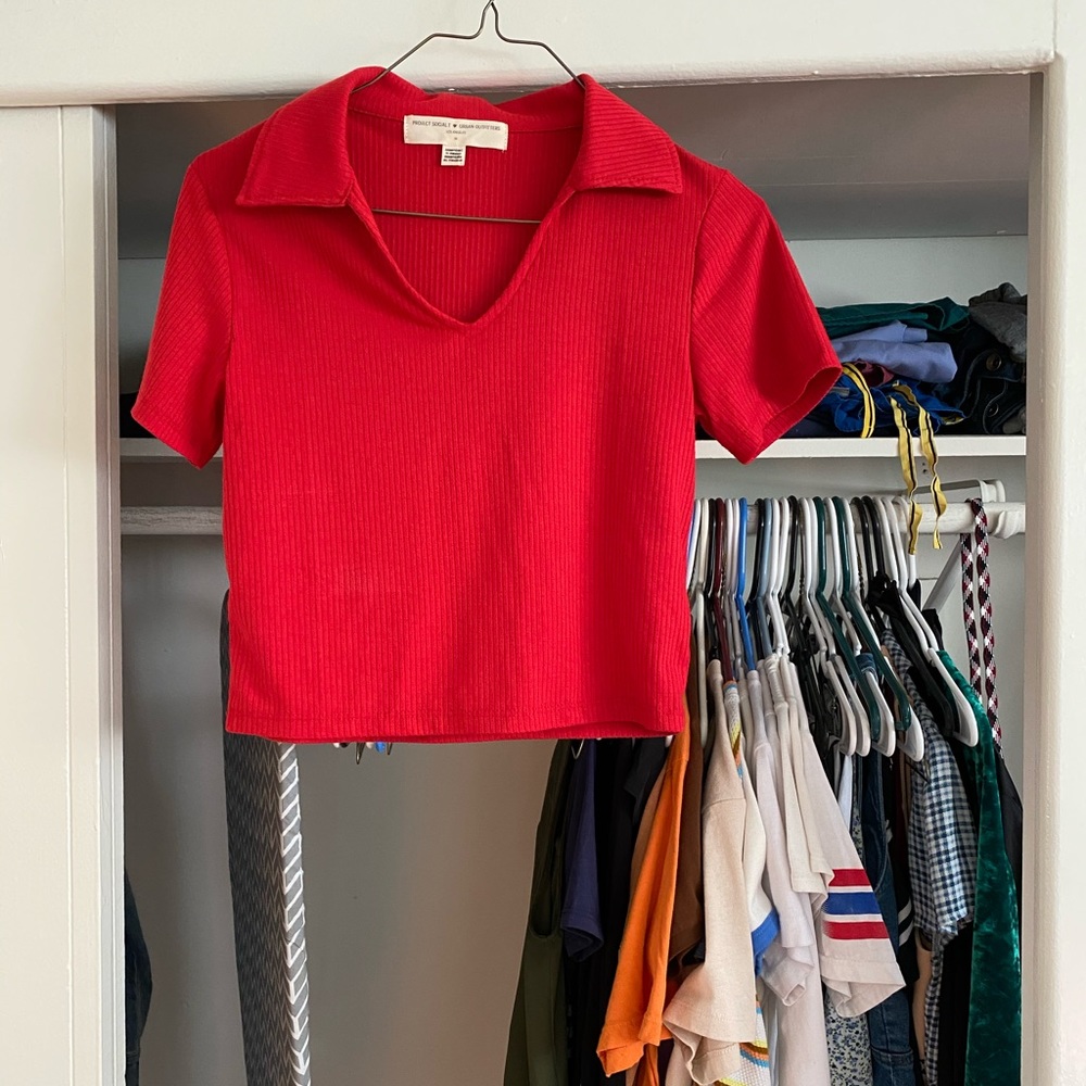 Urban Outfitters Red collared crop top